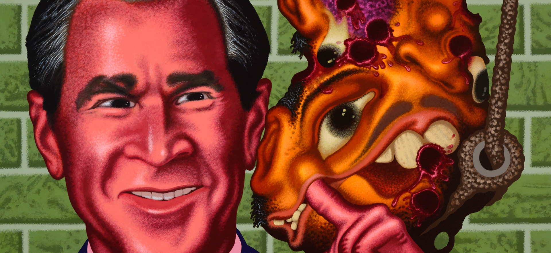 Peter Saul, Bush at Abu Ghraib, 2006, detail