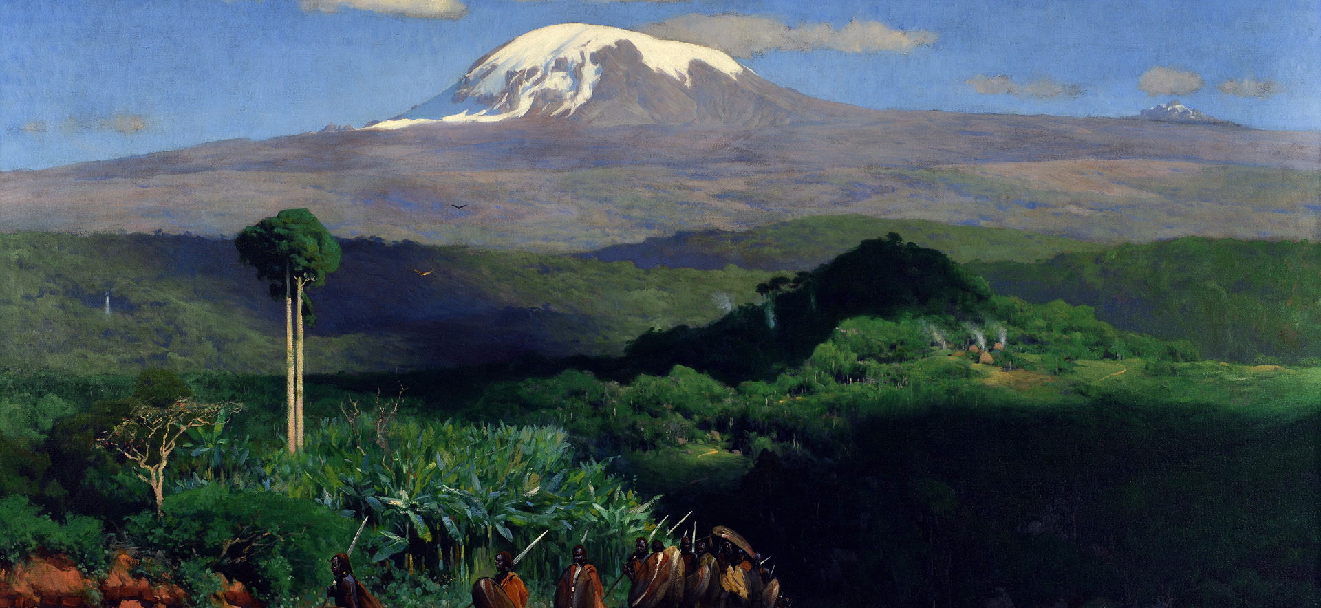 Wilhelm Kuhnert, Krieger auf dem Pfad vor dem Kibo, 1917 © Privatsammlung