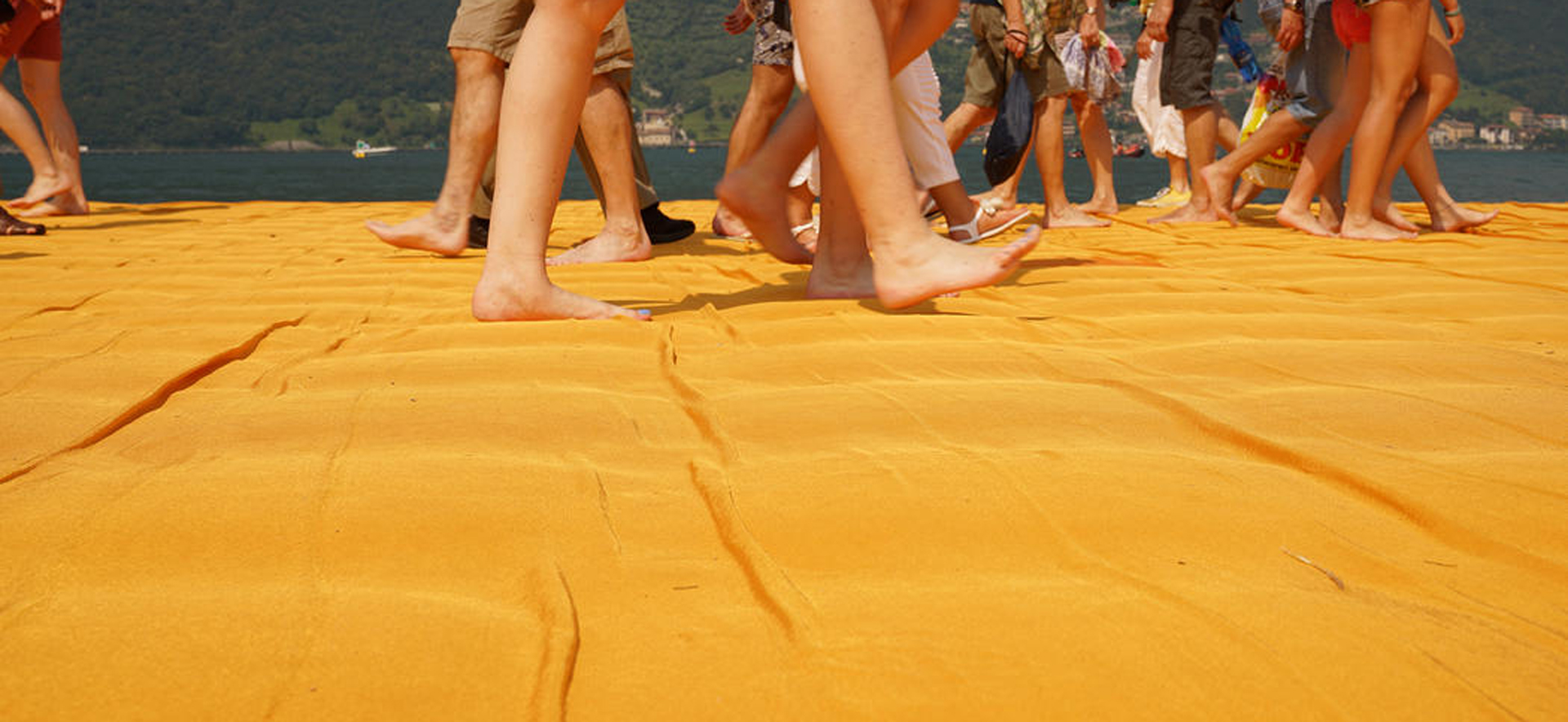 Christo and Jeanne-Claude, The Floating Piers, Lake Iseo, Italy, 2014-16, Photo: Wolfgang Volz © 2016 Christo