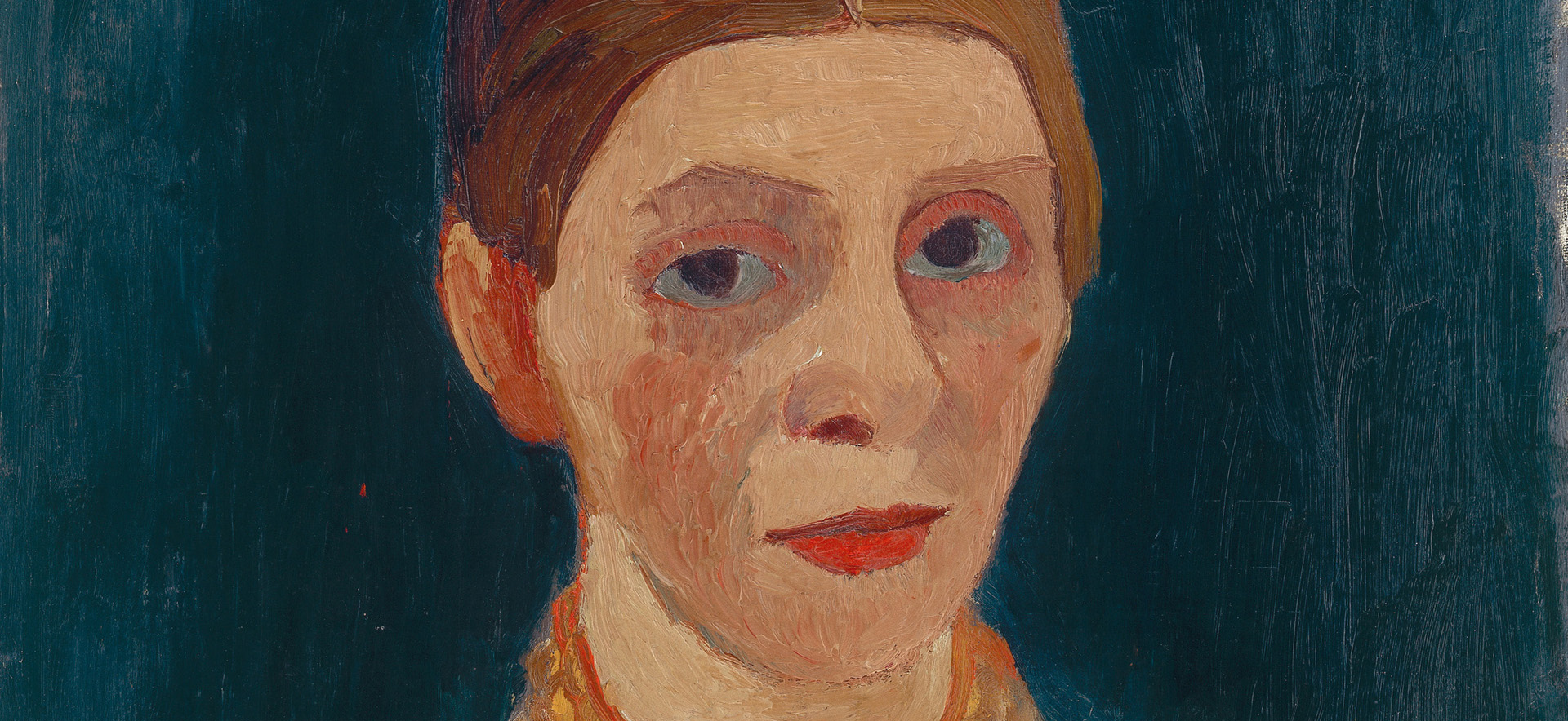 Paula Modersohn-Becker, Selbstbildnis mit rotem Blütenkranz und Kette, 1906/07 © Landesmuseum Hannover - ARTOTHEK