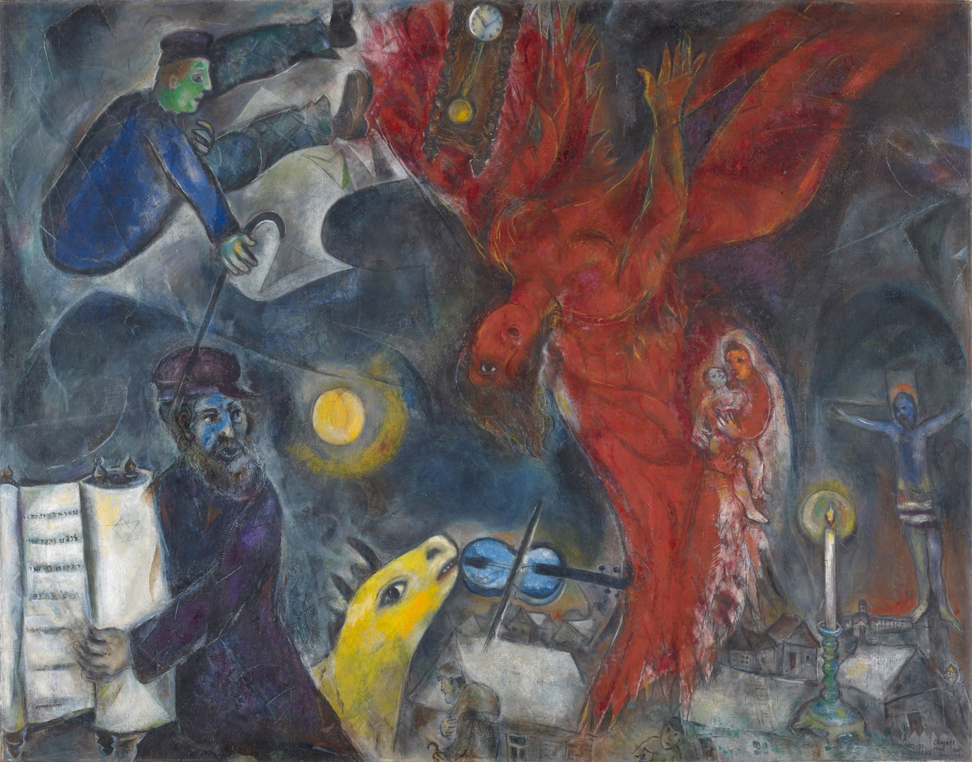 Marc Chagall, Der Engelssturz, 1923-33-47, Öl auf Leinwand, 147,5 x 188,5 cm, Kunstmuseum Basel, Depositum aus Privatsammlung © VG Bild-Kunst, Bonn 2021, Foto: Martin P. Bühler