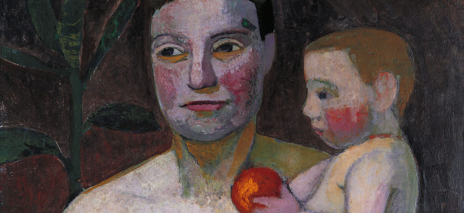 Paula Modersohn-Becker, Mutter mit Kind auf dem Arm, Halbakt II, 1906, Öltempera auf Leinwand, 80 x 59 cm,  Dortmund, Museum Ostwall © Museum Ostwall im Dortmunder U, Dortmund. Foto: Jürgen Spiler, Dortmund
